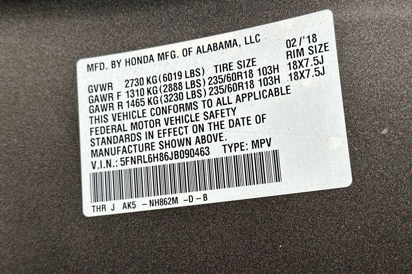 2018 Honda Odyssey Touring