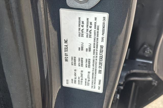 2020 Tesla Model 3 Standard Range Plus