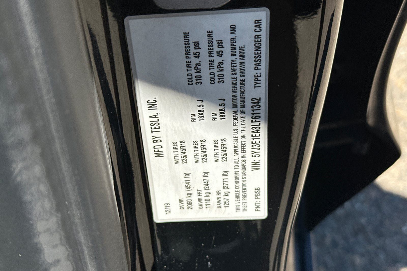 2020 Tesla Model 3 Standard Range Plus